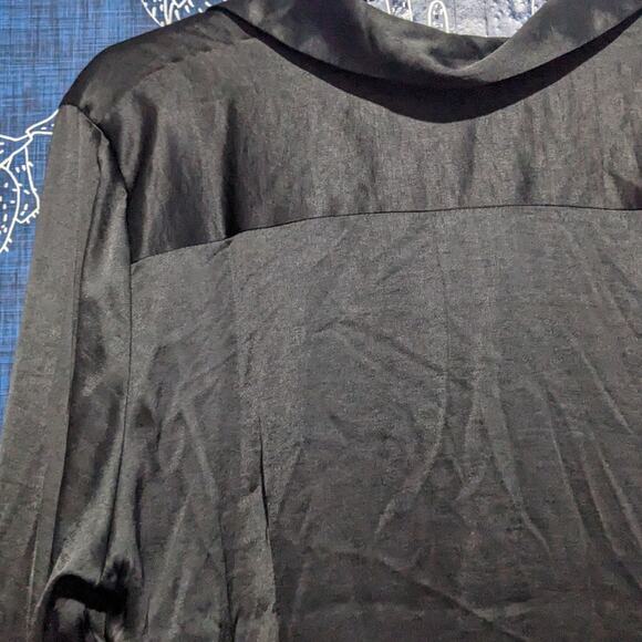 NWT Madewell Satin Darted Button-Up Shirt True Black Women's Size 14 #NN947 - Picture 10 of 13